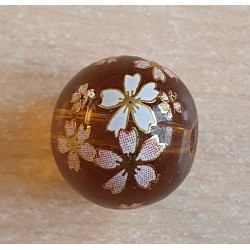 Glasperlen braun/weiss-gold