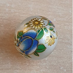 Glasperlen perlmutt/blau