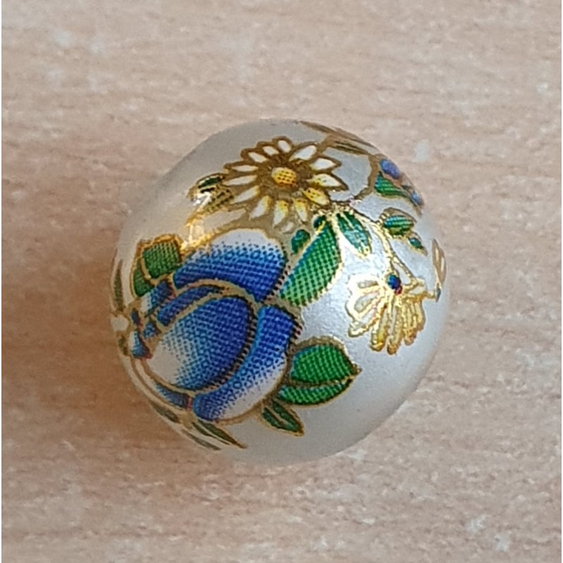 Glasperlen perlmutt/blau