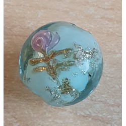 Glasperlen hellblau/gold