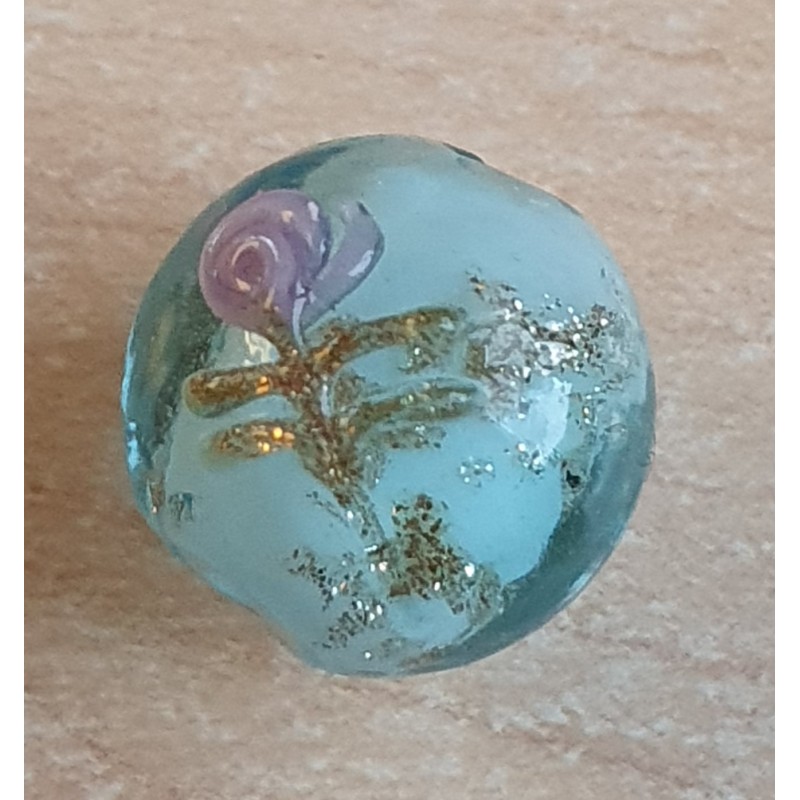 Glasperlen hellblau/gold