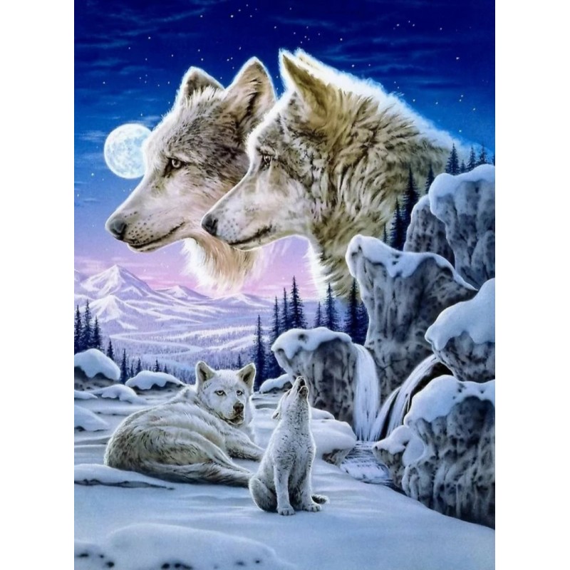 3D Diamant Pixel Bild Wolf