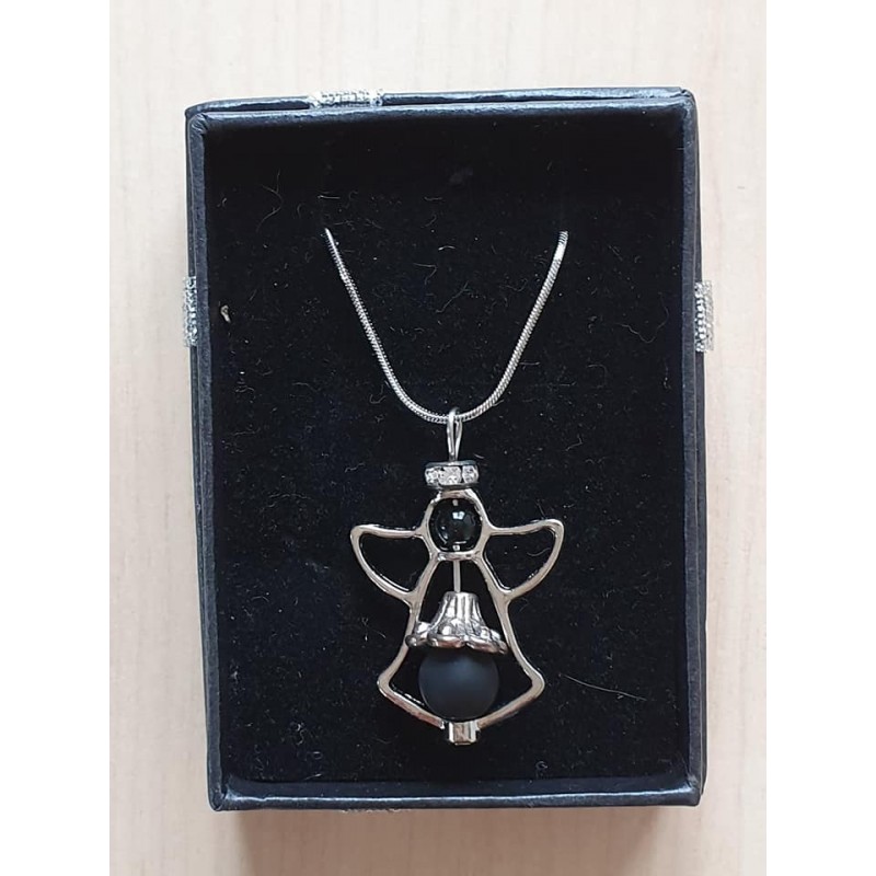 Kette mit Engelanhänger schwarz