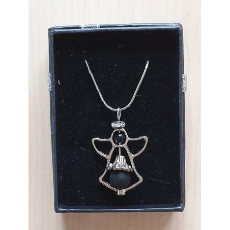 Kette mit Engelanhänger schwarz