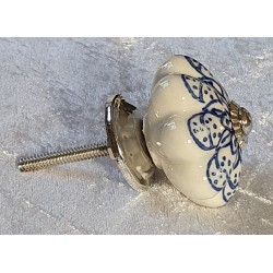 Möbelknopf Porzellan creme/blau