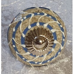 Möbelknopf Porzellan grau/blau