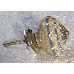 Möbelknopf Porzellan grau/blau