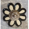 Möbelknopf Porzellan creme/schwarz