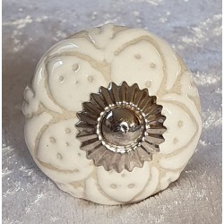 Möbelknopf Porzellan weiss/beige