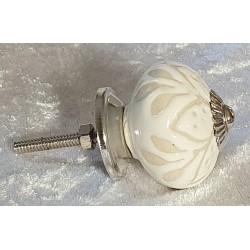Möbelknopf Porzellan weiss/beige