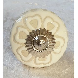 Möbelknopf Porzellan weiss/beige