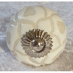Möbelknopf Porzellan weiss/beige