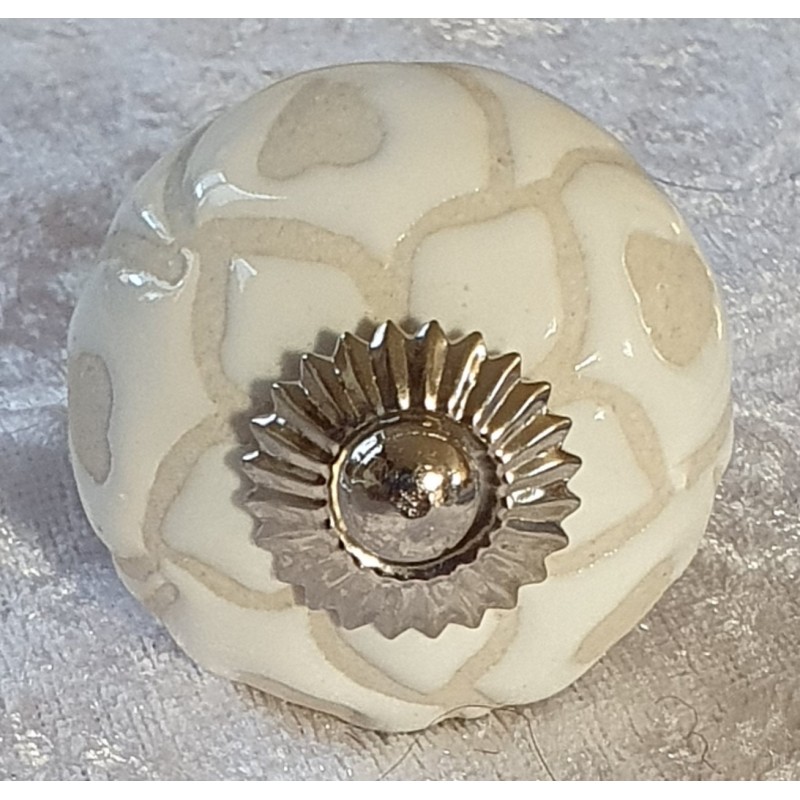 Möbelknopf Porzellan weiss/beige
