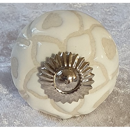 Möbelknopf Porzellan weiss/beige