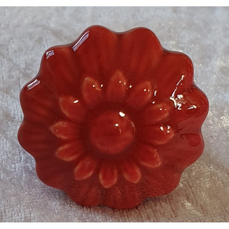 Möbelknopf Porzellan rot