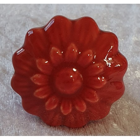 Möbelknopf Porzellan rot