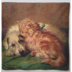 Serviette Katze und Hund