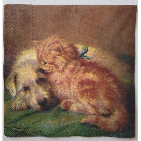 Serviette Katze und Hund