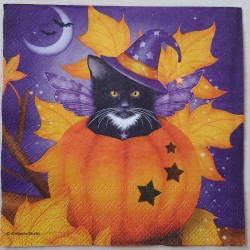 Serviette Katze mit Kürbis