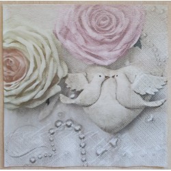 Serviette Rosen/Tauben
