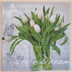 Serviette Tulpen weiss