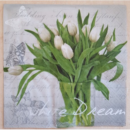 Serviette Tulpen weiss