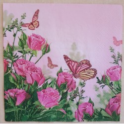 Serviette Rosen/Schmetterling