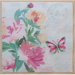 Serviette Rosen/Schmetterling