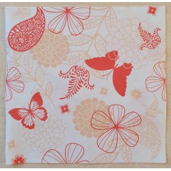 Serviette Blumen orange