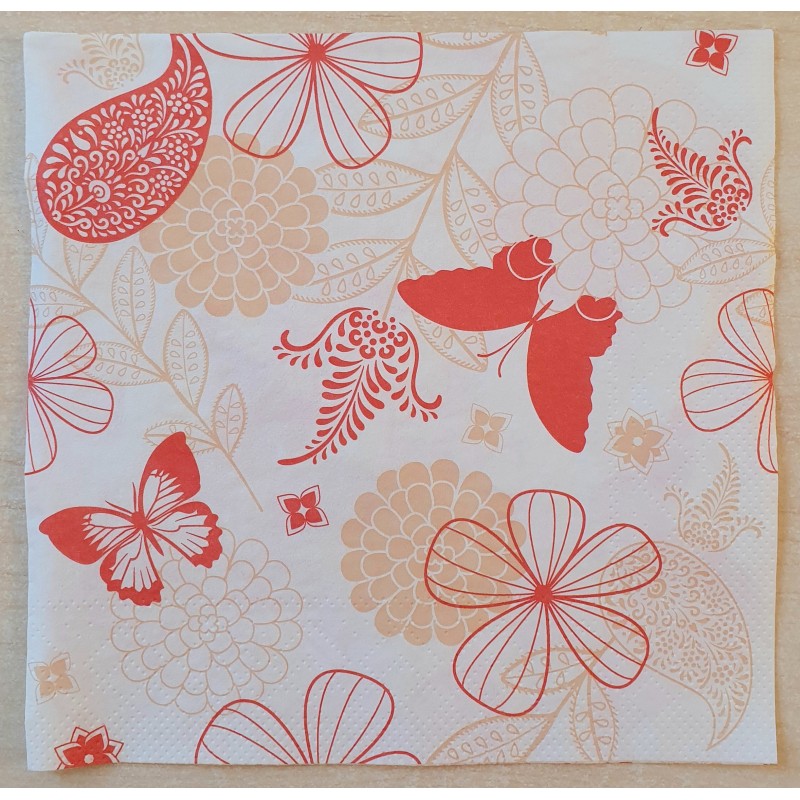 Serviette Blumen orange