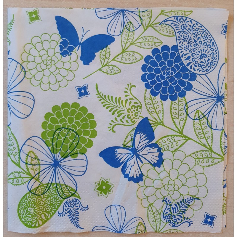 Serviette Blumen blau