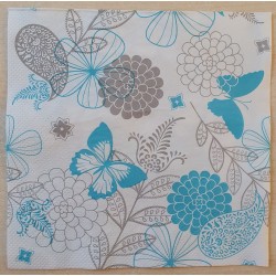 Serviette Blumen türkis