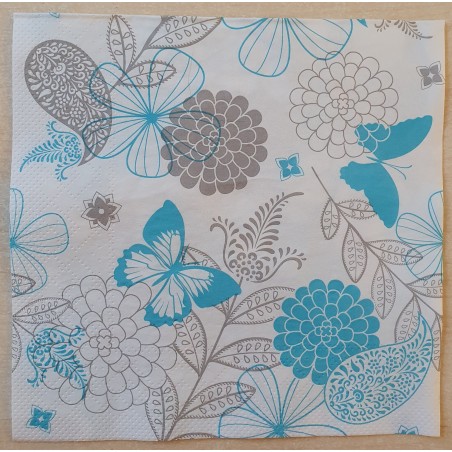 Serviette Blumen türkis