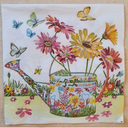 Serviette Blumen/Giesskanne