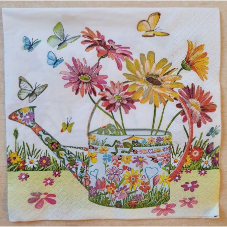 Serviette Blumen/Giesskanne
