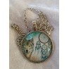 Kette mit Cabochon-Anhänger Wolf/Traumfänger