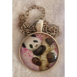 Kette mit Cabochon-Anhänger Panda