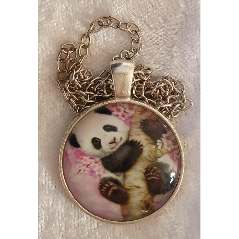 Kette mit Cabochon-Anhänger Panda