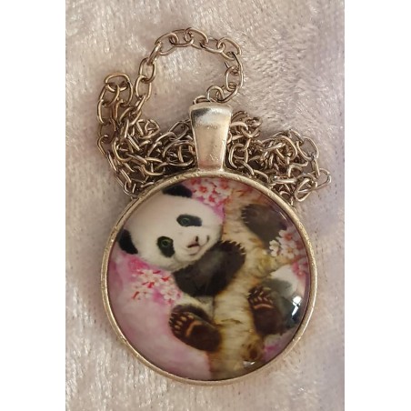 Kette mit Cabochon-Anhänger Panda