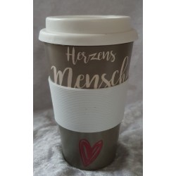 Becher to go Herzensmensch weiss
