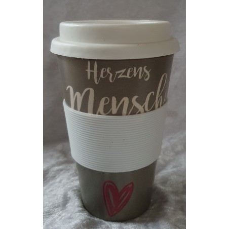 Becher to go Herzensmensch weiss