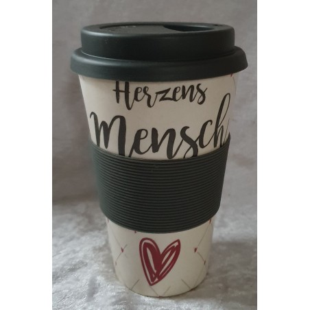 Becher to go Herzensmensch grau