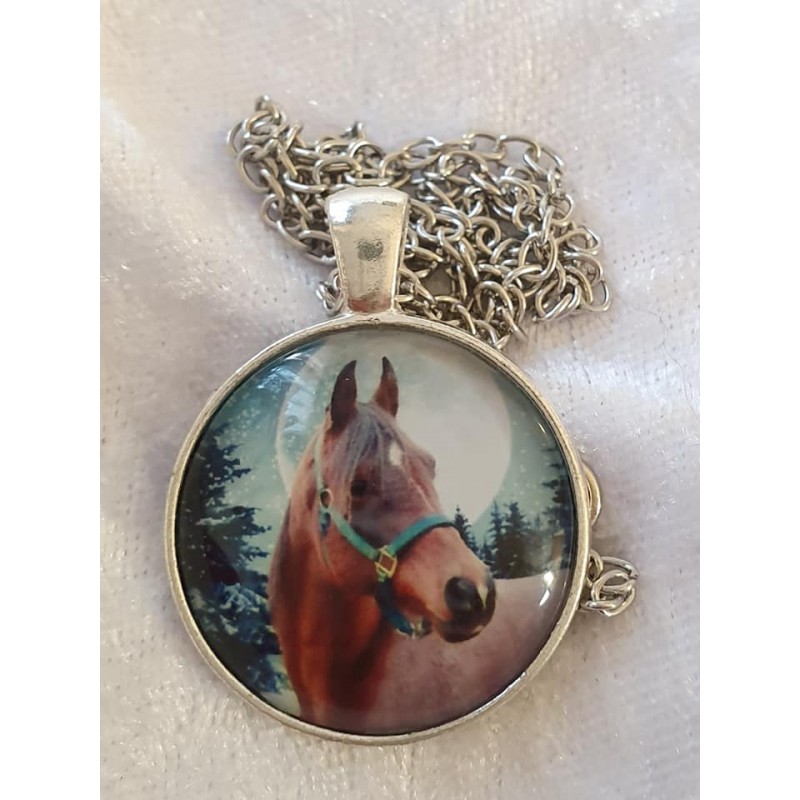 Kette mit Cabochon-Anhänger Pferd 3