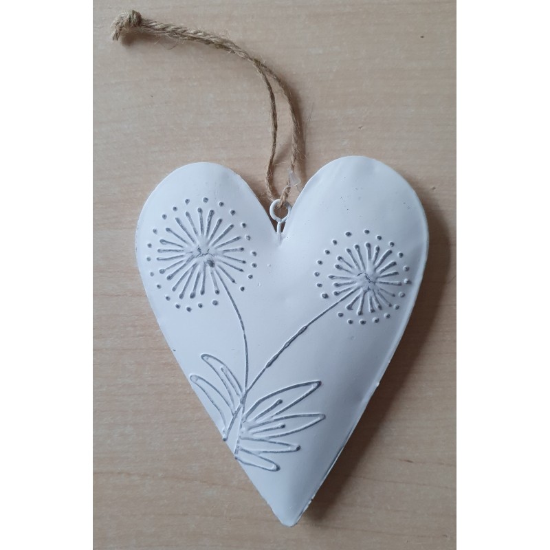 Metall Herz Pusteblume weiss