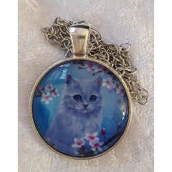Kette mit Cabochon-Anhänger Katze