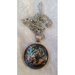 Kette mit Cabochon-Anhänger Tiger/Fee