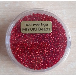 Miyuki Rocailles silverlined dark red