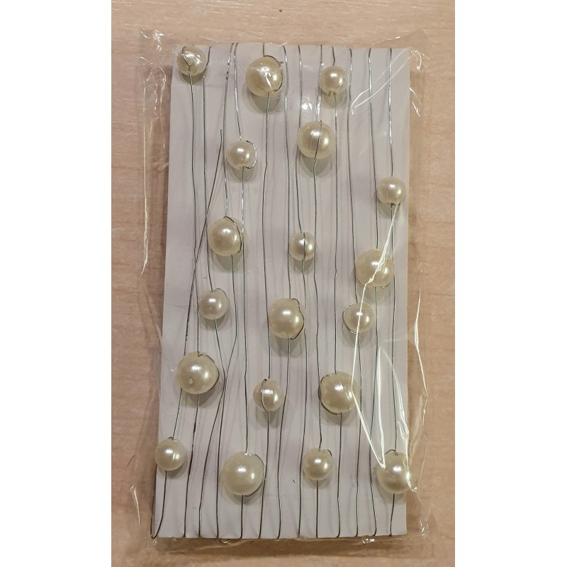Draht mit Perlen silber/creme