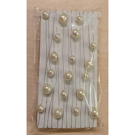 Draht mit Perlen silber/creme