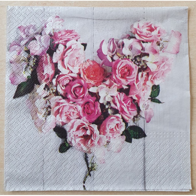 Servietten Rosen Herz weiss